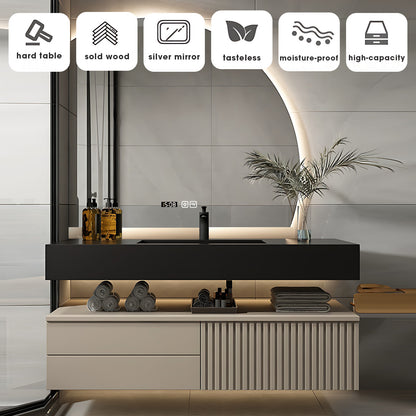 36"- 60" Wall Mounted Bathroom Vanity Set with LED Defogging Mirror and Sink