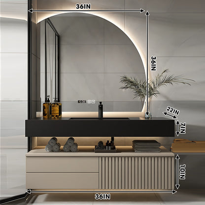 36"- 60" Wall Mounted Bathroom Vanity Set with LED Defogging Mirror and Sink