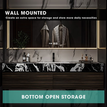 40"- 72" Wall Mounted Bathroom Vanity Set with 2 Drawers and Single Sink
