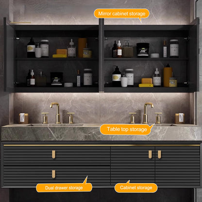 60"- 64" Wall Mounted Bathroom Vanity Set with Defogging Mirror and Double Sink