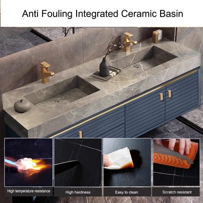 60"- 64" Wall Mounted Bathroom Vanity Set with Defogging Mirror and Double Sink