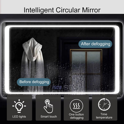 60"- 64" Wall Mounted Bathroom Vanity Set with Defogging Mirror and Double Sink