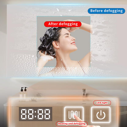 40"- 60" Wall Mounted Bathroom Vanity Set with LED Defogging Mirror and Single Sink