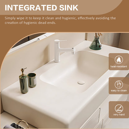 44"- 78" Wall Mounted Bathroom Vanity Set with LED Illuminated Mirror and Sink