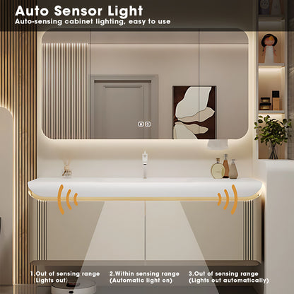 36"- 72" Wall Mounted Bathroom Vanity Set with LED Mirror and Smart Sensor Light