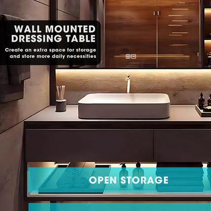 40"- 72" Wall Mounted Bathroom Vanity Set with Lighting Mirror Cabinet and Sink