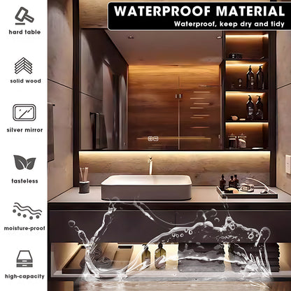 40"- 72" Wall Mounted Bathroom Vanity Set with Lighting Mirror Cabinet and Sink