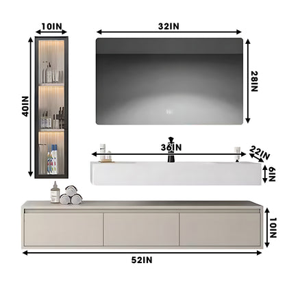 36"- 72" Wall Mounted Bathroom Vanity Set with Open Storage & LED Mirror & Sink