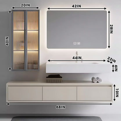 36"- 72" Wall Mounted Bathroom Vanity Set with Open Storage & LED Mirror & Sink