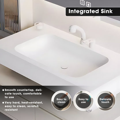 36"- 72" Wall Mounted Bathroom Vanity Set with Open Storage & LED Mirror & Sink