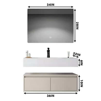 36"- 72" Wall Mounted Bathroom Vanity Set with Open Storage & LED Mirror & Sink