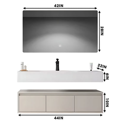 36"- 72" Wall Mounted Bathroom Vanity Set with Open Storage & LED Mirror & Sink