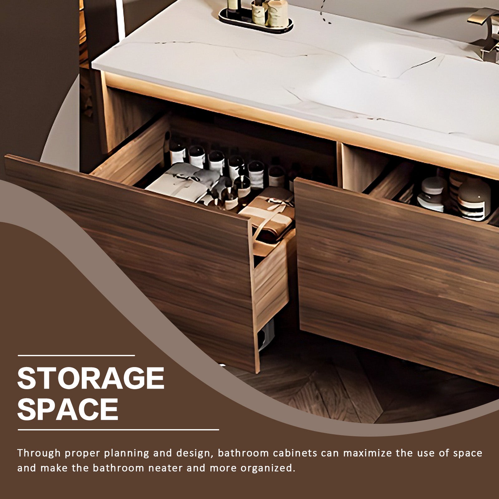 44"- 64" Wall Mounted Bathroom Vanity Set with Single Basin and Intelligent Mirror