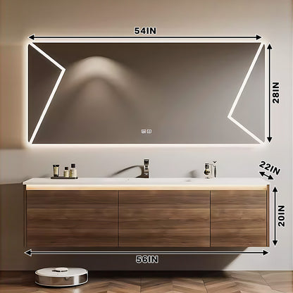 44"- 64" Wall Mounted Bathroom Vanity Set with Single Basin and Intelligent Mirror