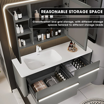 36"- 60" Wall Mounted Single Sink Bathroom Vanity Set with Smart Mirror and Auto Sensor Light