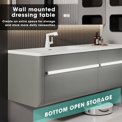36"- 60" Wall Mounted Single Sink Bathroom Vanity Set with Smart Mirror and Auto Sensor Light