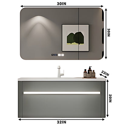 36"- 60" Wall Mounted Single Sink Bathroom Vanity Set with Smart Mirror and Auto Sensor Light