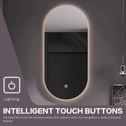 40"- 72" White Bathroom Vanity Set with Integrated Column Basin and Smart Oval Mirror