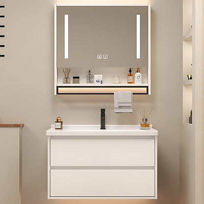 36"- 60" White Floating Bathroom Vanity Set with Towel Bar, Medicine Cabinet, Single Sink