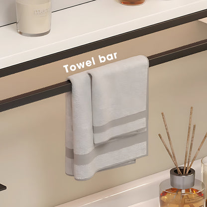 36"- 60" White Floating Bathroom Vanity Set with Towel Bar, Medicine Cabinet, Single Sink