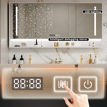 52"- 78" White Freestanding Bath Vanity Set with Double Sink and Smart LED Mirror