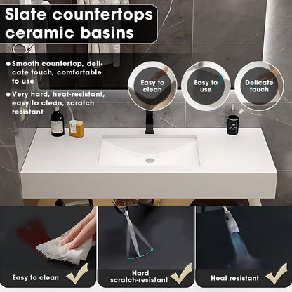 36"- 52" White Solid Wood Bath Vanity Set with LED Defogging Mirror and Single Sink