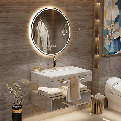 36"- 48" Floating Bathroom Vanity Set with Round Intelligent Mirror and Sink