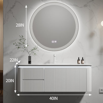 36"- 56" Single Basin Bathroom Vanity Set with LED Circle Illuminated Mirror & Smart Sensor Light