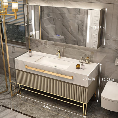 36"- 48" Freestanding Gold Bathroom Vanity Set with Smart LED Light Cabinet and Sink