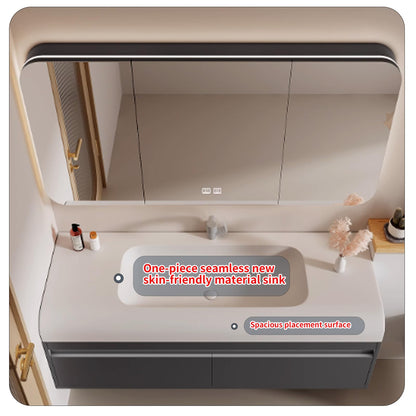 36"- 60" Wall Mounted Solid Wood Single Sink Bathroom Vanity Set with Smart Sensor Light and Mirror