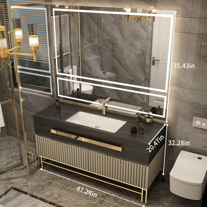 36"- 48" Opulent Gold Bath Vanity Set with Sink and Mirror