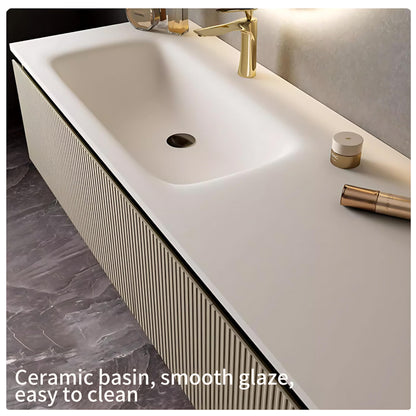 36"- 44" Wall Mounted Single Sink Bathroom Vanity with Sink and Smart Round Mirror