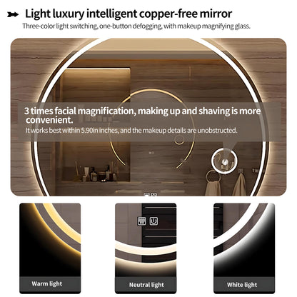 36"- 48" Floating Bathroom Vanity Set with Round Intelligent Mirror and Sink