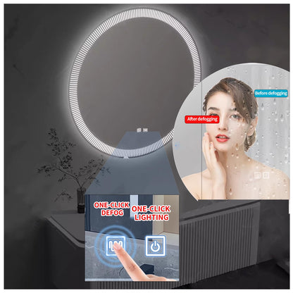 36"- 56" Single Basin Bathroom Vanity Set with LED Circle Illuminated Mirror & Smart Sensor Light
