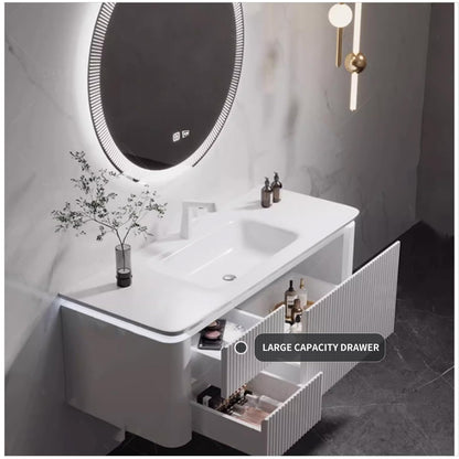 36"- 56" Single Basin Bathroom Vanity Set with LED Circle Illuminated Mirror & Smart Sensor Light