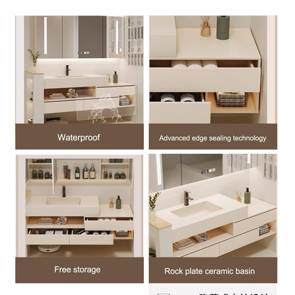 52"- 72" Single Ceramic Basin Wall Mounted Bathroom Vanity Set with Smart LED Mirror Cabinet