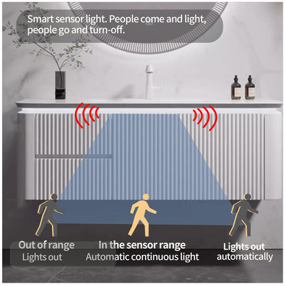 36"- 56" Single Basin Bathroom Vanity Set with LED Circle Illuminated Mirror & Smart Sensor Light