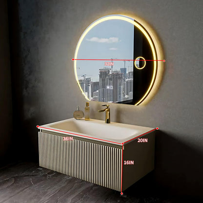 36"- 44" Wall Mounted Single Sink Bathroom Vanity with Sink and Smart Round Mirror