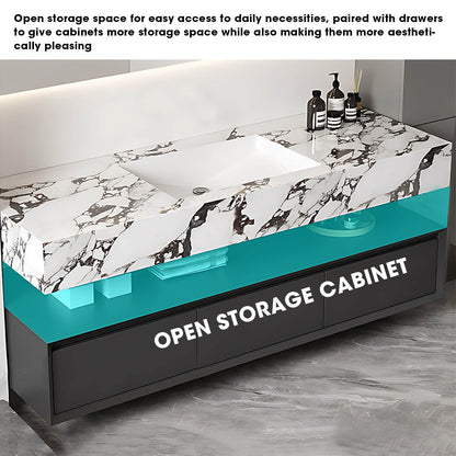 36"- 64" Luxurious Floating Bathroom Vanity with Countertop and Smart Mirror