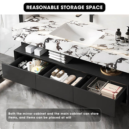 36"- 64" Luxurious Floating Bathroom Vanity with Countertop and Smart Mirror