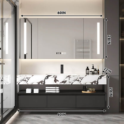 36"- 64" Luxurious Floating Bathroom Vanity with Countertop and Smart Mirror