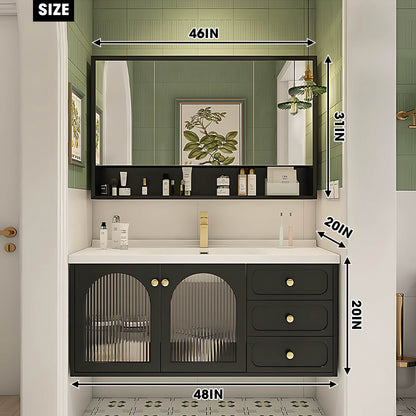 36"- 48" Modern Bathroom Vanity with Sink and Intelligent Defogging Mirror