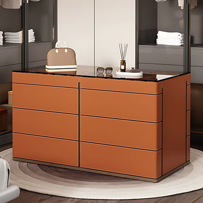 Orange Walk-in Closet Island with Glass Top