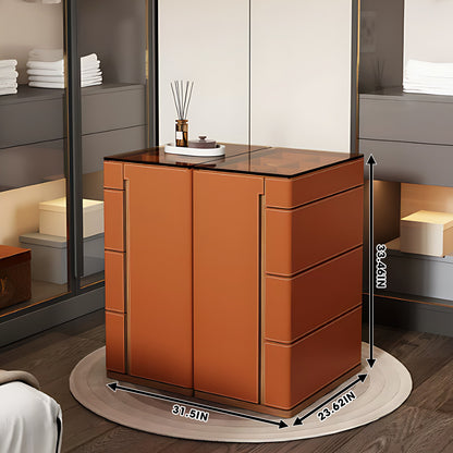 Orange Walk-in Closet Island with Glass Top