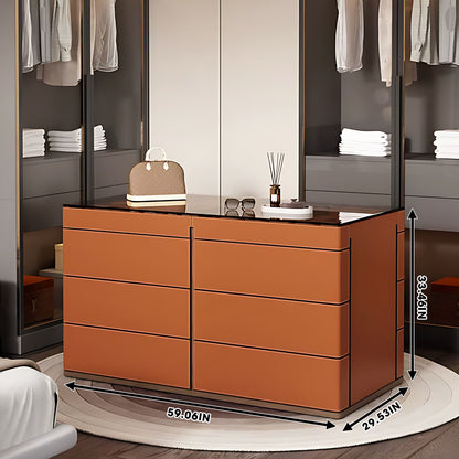 Orange Walk-in Closet Island with Glass Top