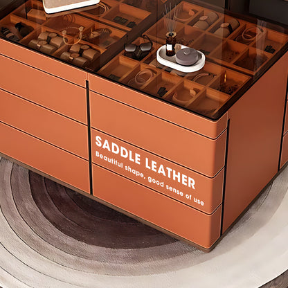 Orange Walk-in Closet Island with Glass Top