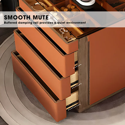 Orange Walk-in Closet Island with Glass Top