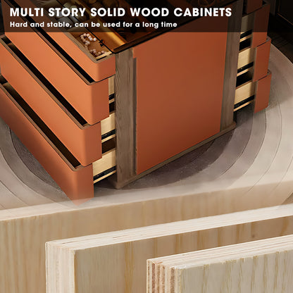 Orange Walk-in Closet Island with Glass Top