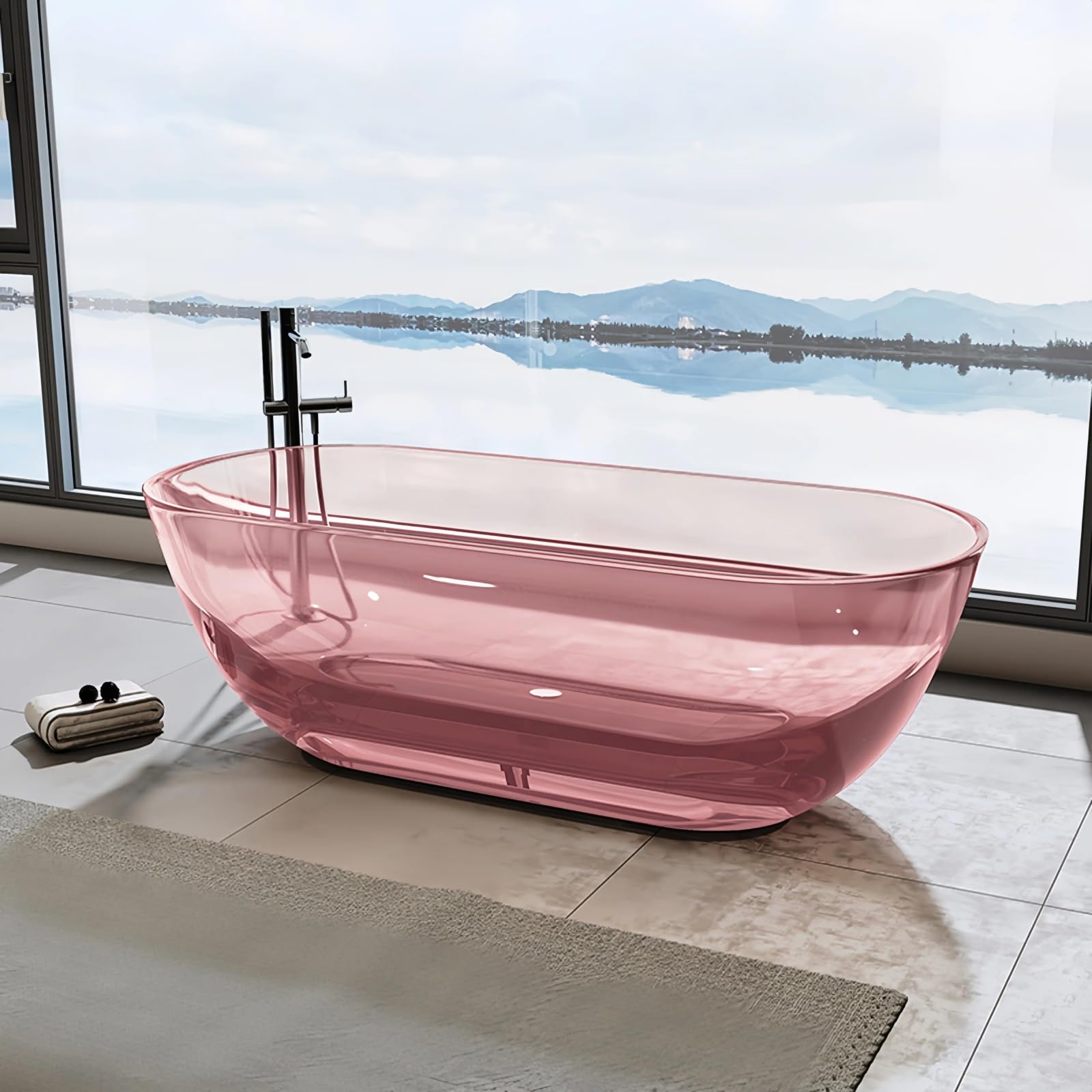 59'' Freestanding Bathtubs with Modern Oval Design,Multiple Colors
