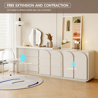 White Extendable and Rotating Makeup Vanity Set with LED Mirror & Stool